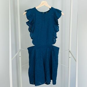 New York & Company Blue Eyelet Shorts